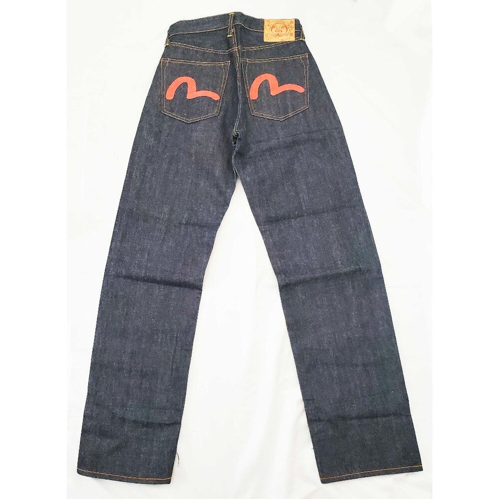 EVISU Vintage Unisex Selvedge Dark Denim Jeans Pants NWOT Custom Made Italy 29 - Picture 2 of 12